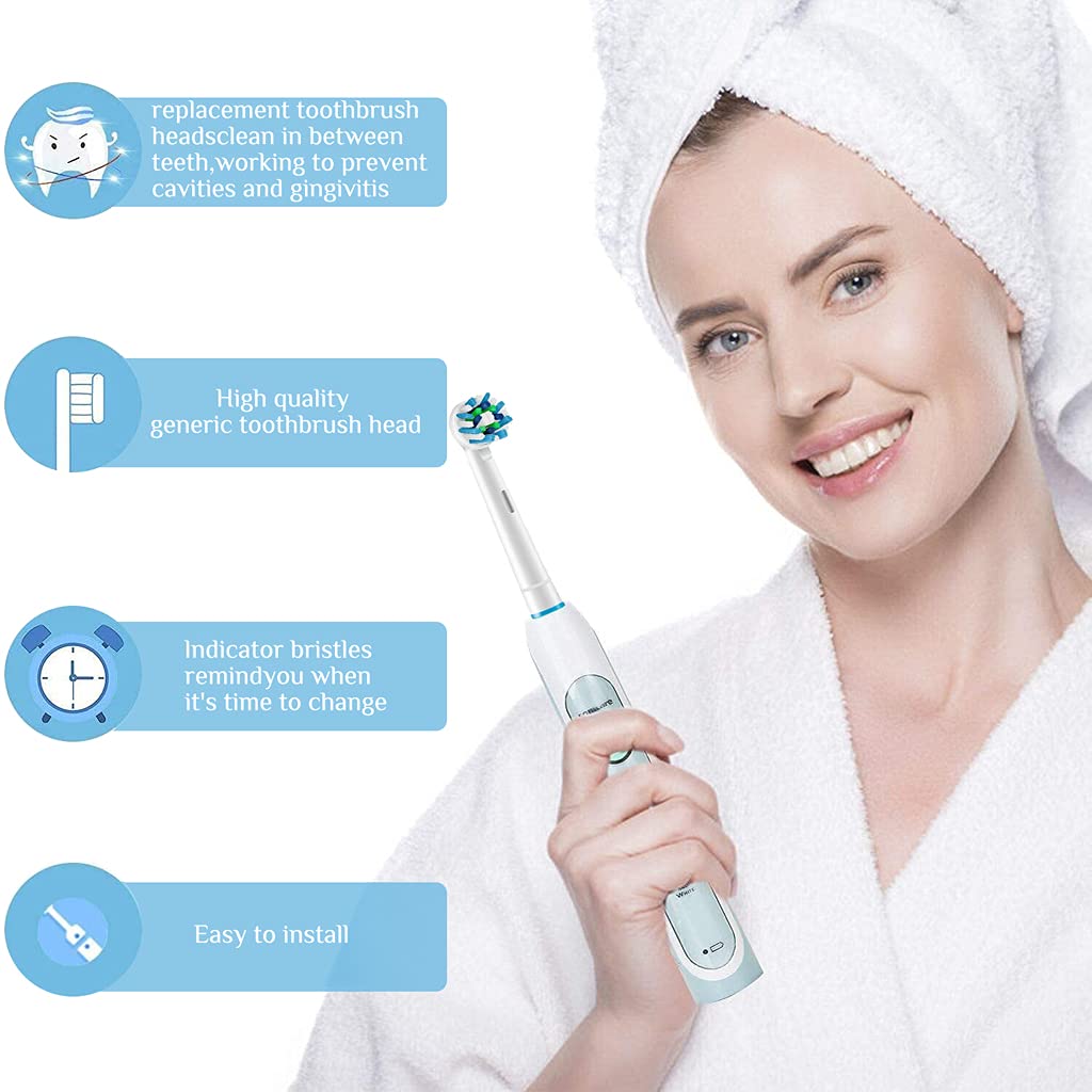 MAYCREATE® Replacement Brush Heads Compatible With Pack of 8 Generic Crossaction Electric Toothbrush Heads, For Oralb Braun Bases (8) (White for Oralb Braun Bases) - Image 2 thumbnail