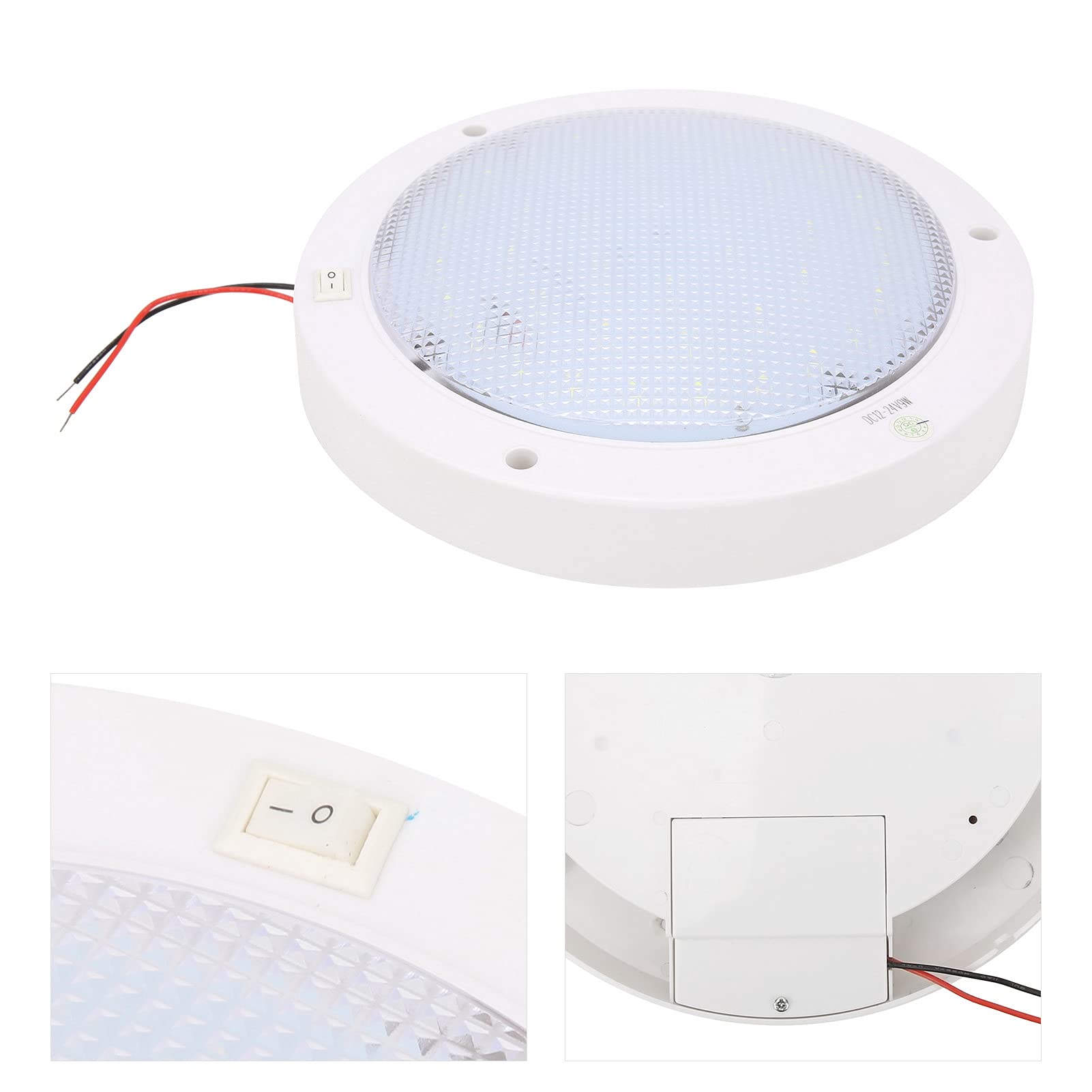 Luz de Disco de Techo Led para Barco RV con Interruptor de Encendido y Apagado e Indicador Azul Solar 300 LMS 12V Iluminación de Repuesto Adecuada para Caravanas, Autocaravanas