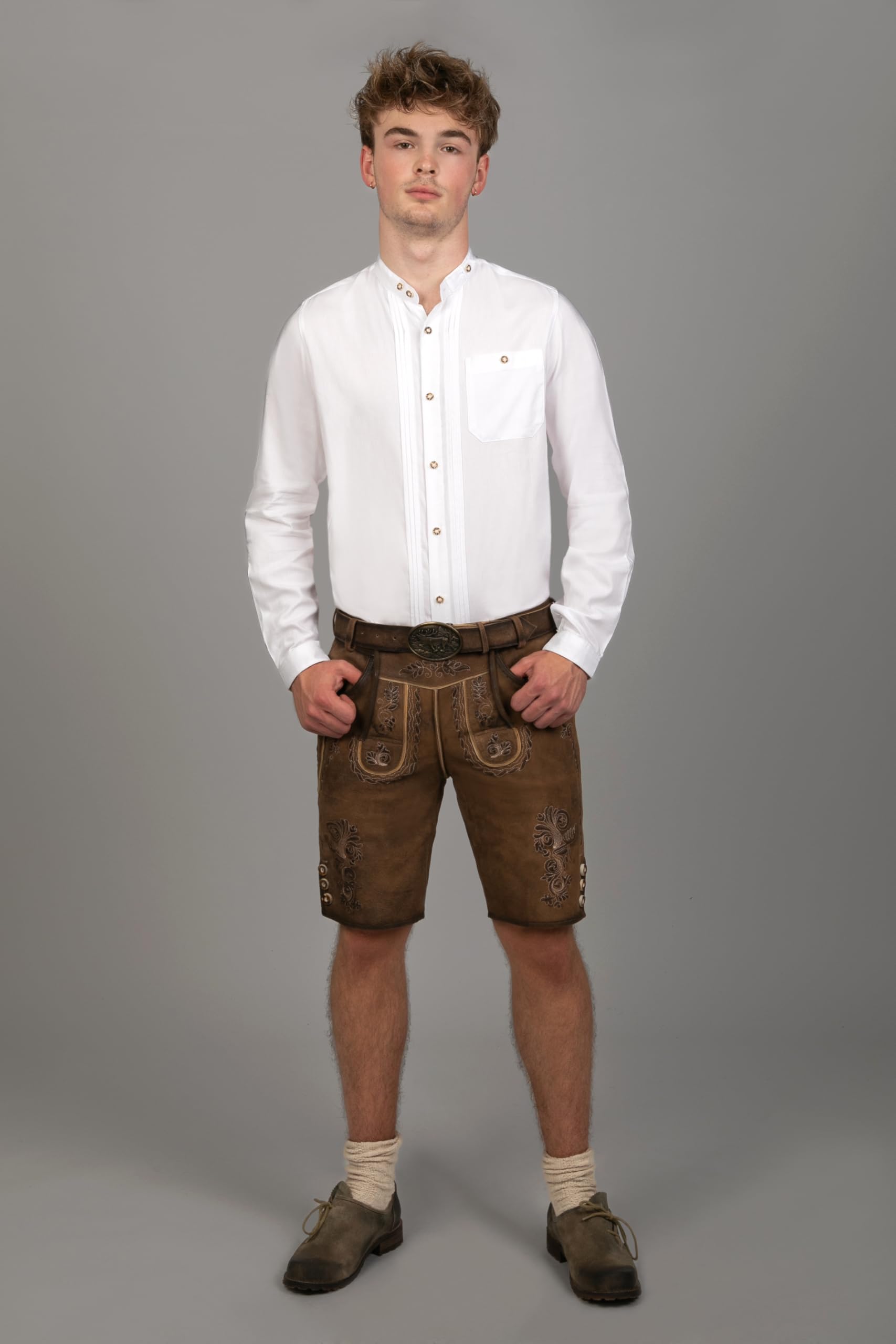 Edelnice Trachtenmode hochwertige Kurze Trachtenlederhose Markus aus Wildbockleder Gr. 46-66