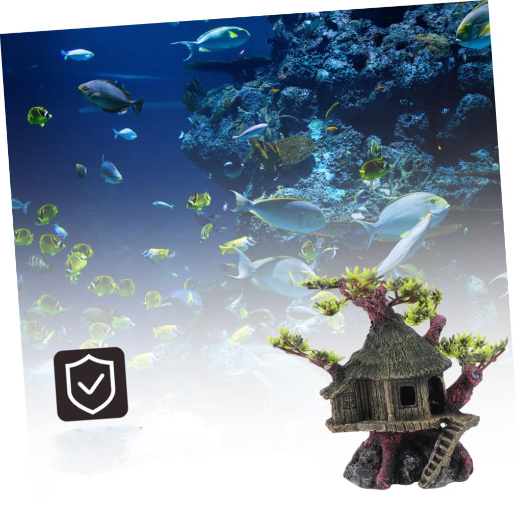 Housoutil Aquarien-Dekoration Aus Kunstharz Aquarium-Ornament Aquariumhaus-Ornament Für Süß Und Meerwasser Dekoration Für Fischbecken Und Wohnmöbel