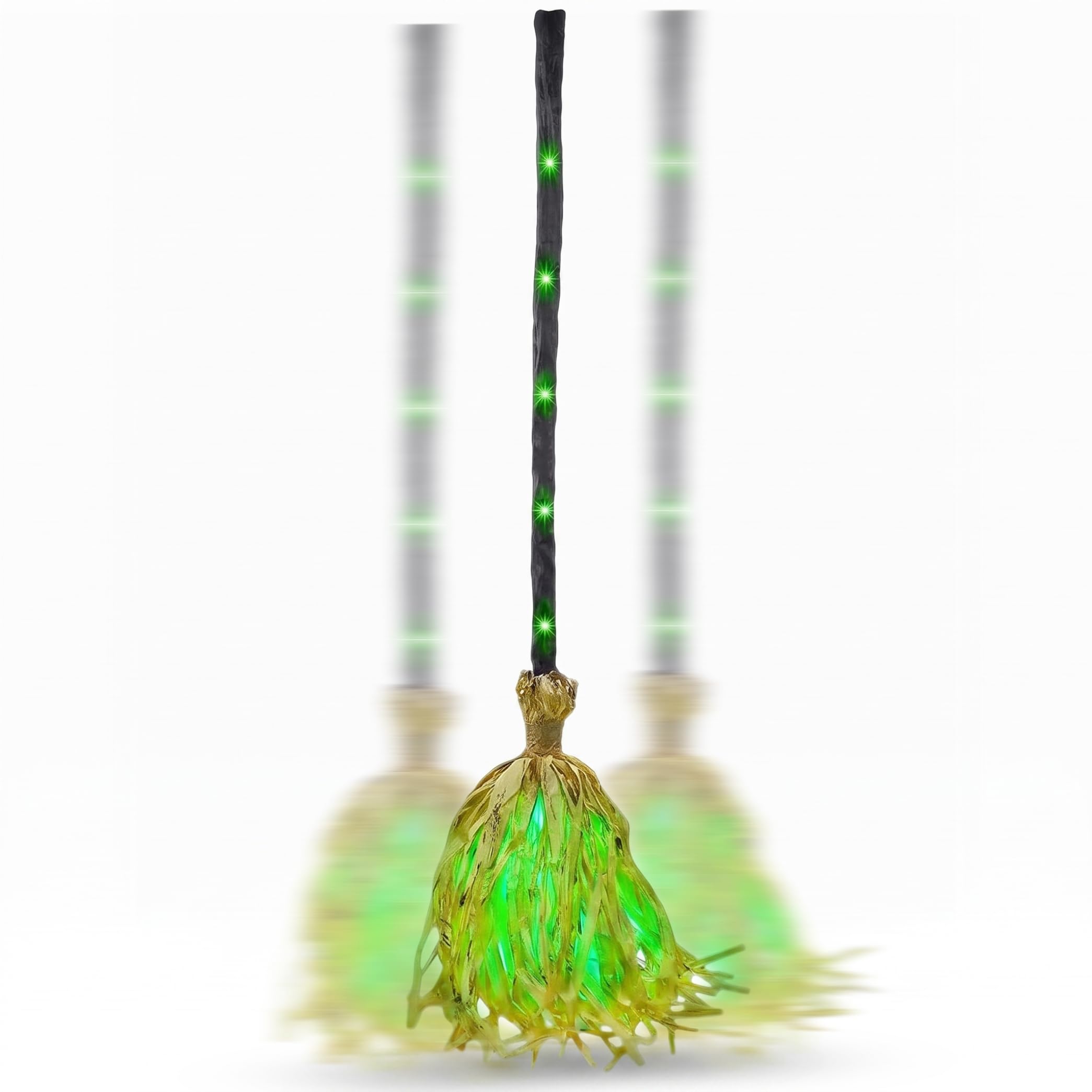 Wilafury Animated Halloween Witch Broom, 35 Inch Light-Up Moving & Sound Halloween Decoration with Animatronic Effects