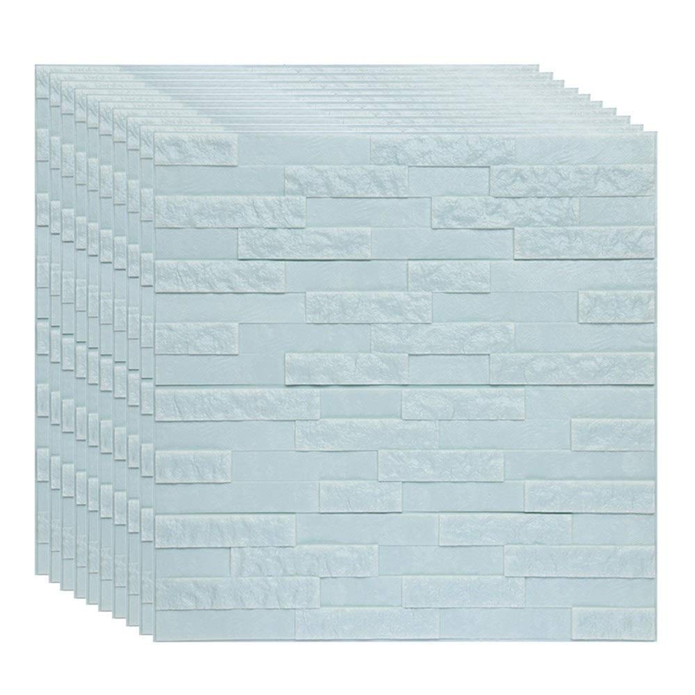 Papier Peint 3D Brique Blanche MU 10 Pcs - Panneaux Muraux Peel et Bâton 60x60cm