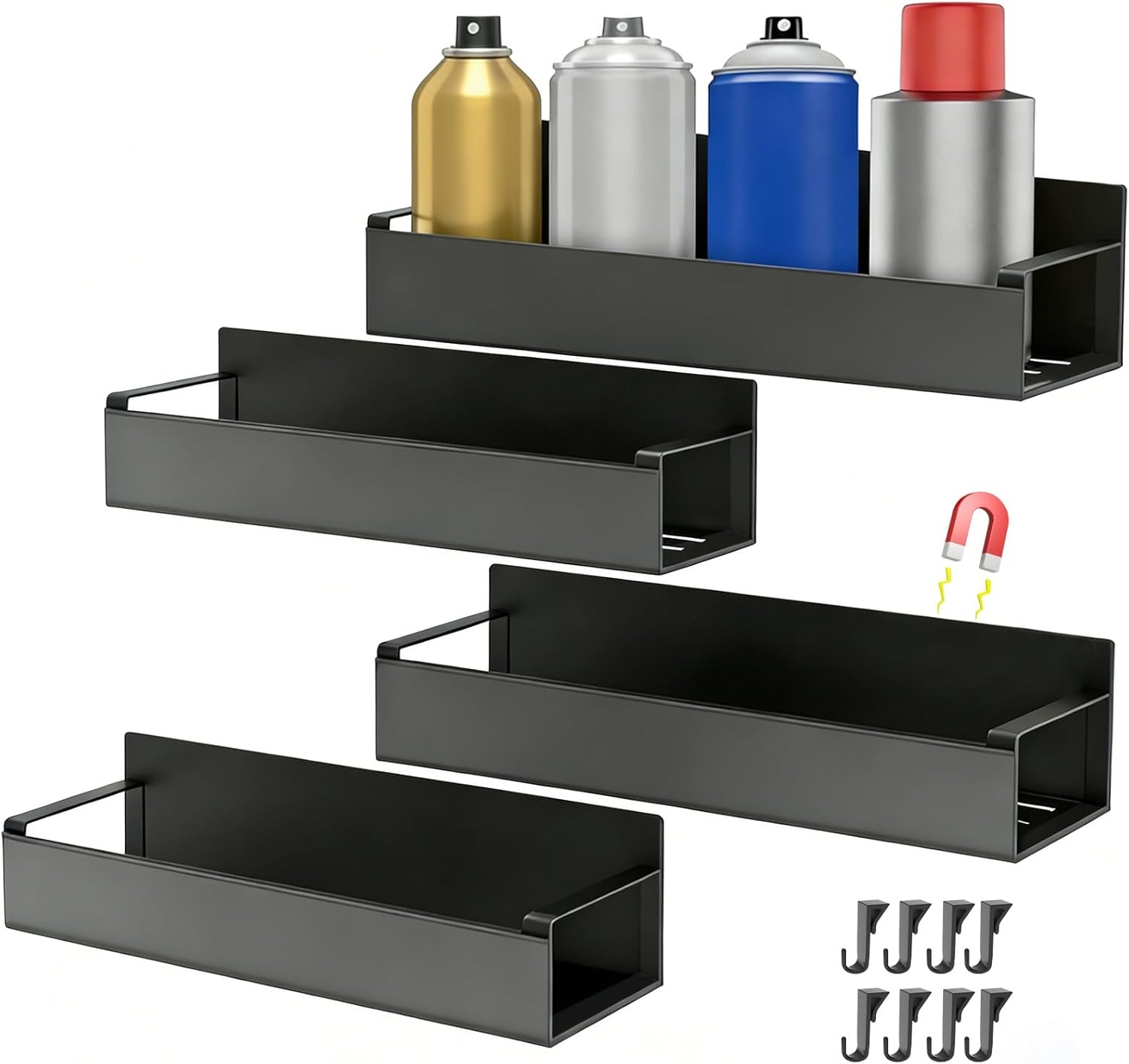 4 Pcs Magnetic Spray Can Holder, Magnet Toolbox Holder, Aerosol Spray Can Holder, Mechanic Paint Can Organizer, Tool Box Storage Rack for Garage Home Workspace