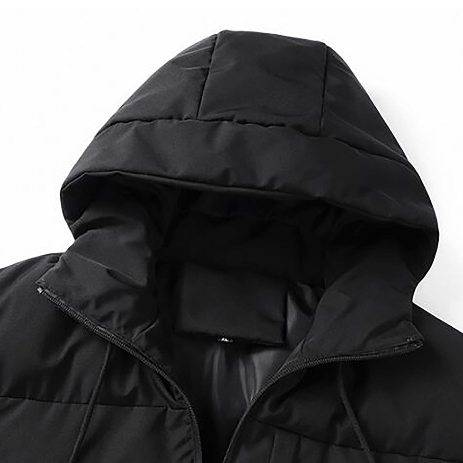 Generisch Daunenjacke Herren Winter - Puffer Jacke Mit Kapuze Parka Gefüttert Schwarz Einfarbig Steppjacke Übergangsjacke Taschen Winterjacke Jacket