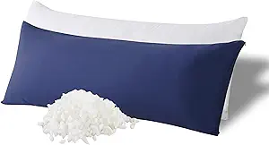 WhatsBedding Memory Foam Body Pillow with Cooling Zippered Cotton Cover, Full Body Pillow for Adults, Long Pillow for Sleeping, Firm Pillow Breathable Fluffy Supportive - Dark Blue
