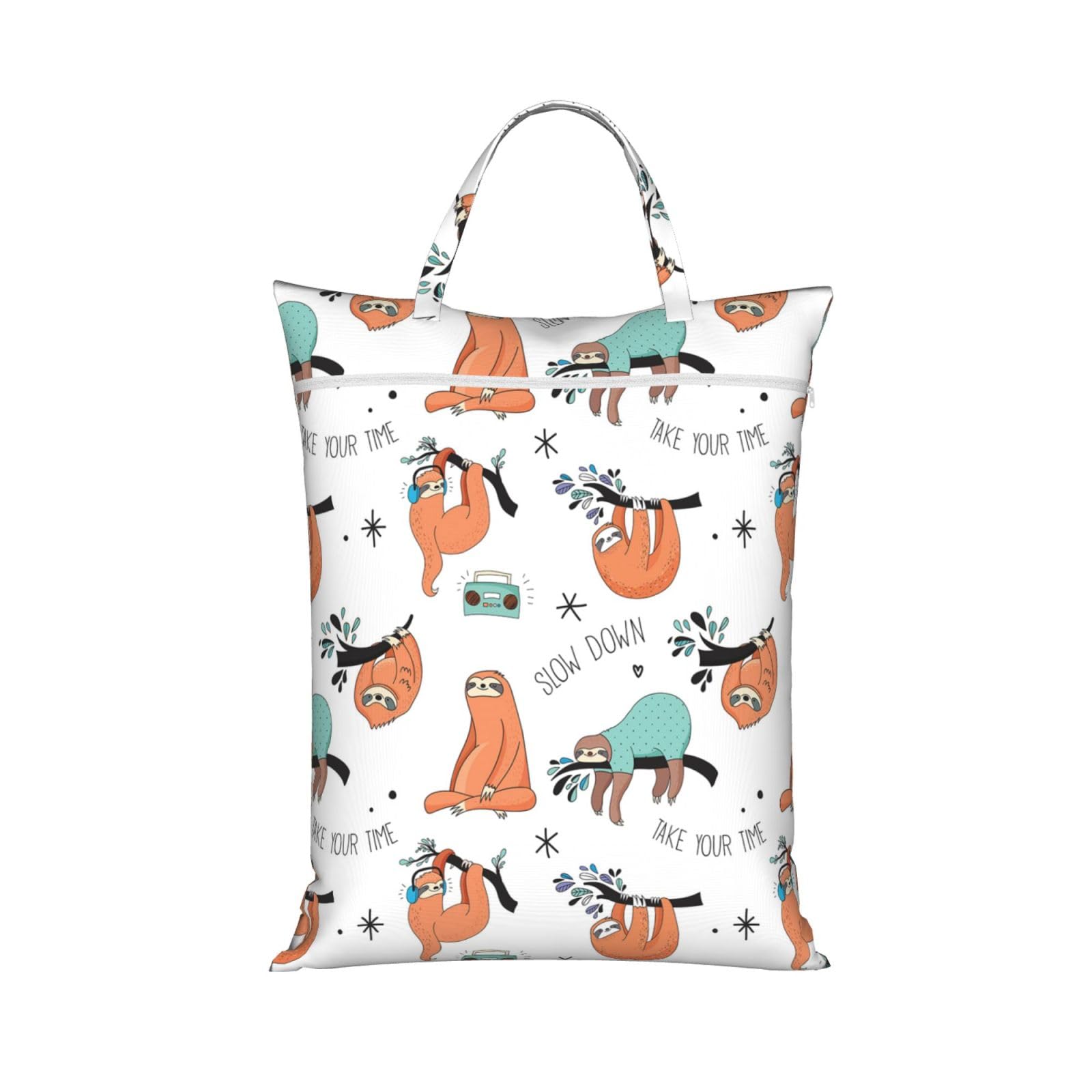 Yfsgdlbn 1 Pc Brown Sloth Printed Travel Dirty Laundry Bag Clothes Pack Storage Basket Bag