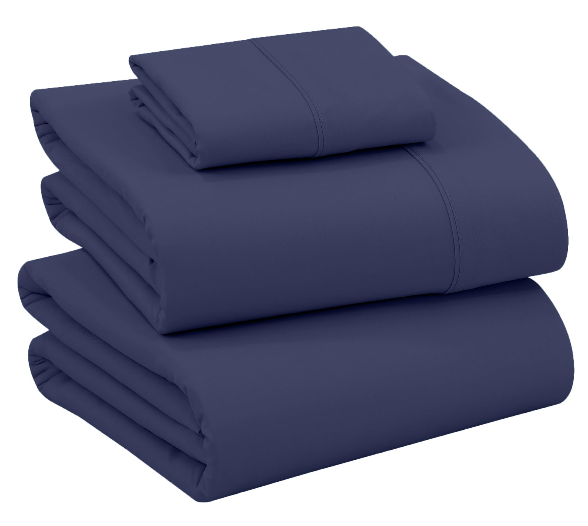 RUVANTI 100% Cotton Twin Sheets, Percale Weave Twin Sheet Set, Crown Blue