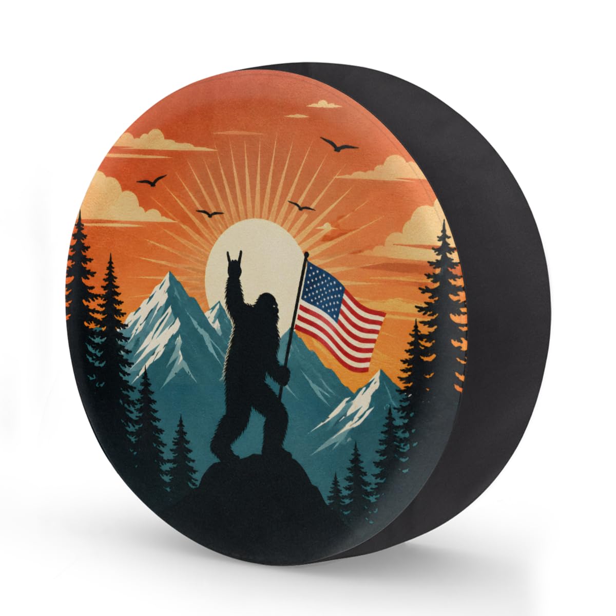Bigfoot American Flag Spare Tire Cover Wheel Covers Protectors Waterproof Dust-Proof Universal Fit Trailer, RV, SUV and Many Vehicle 17 Inch,C-05