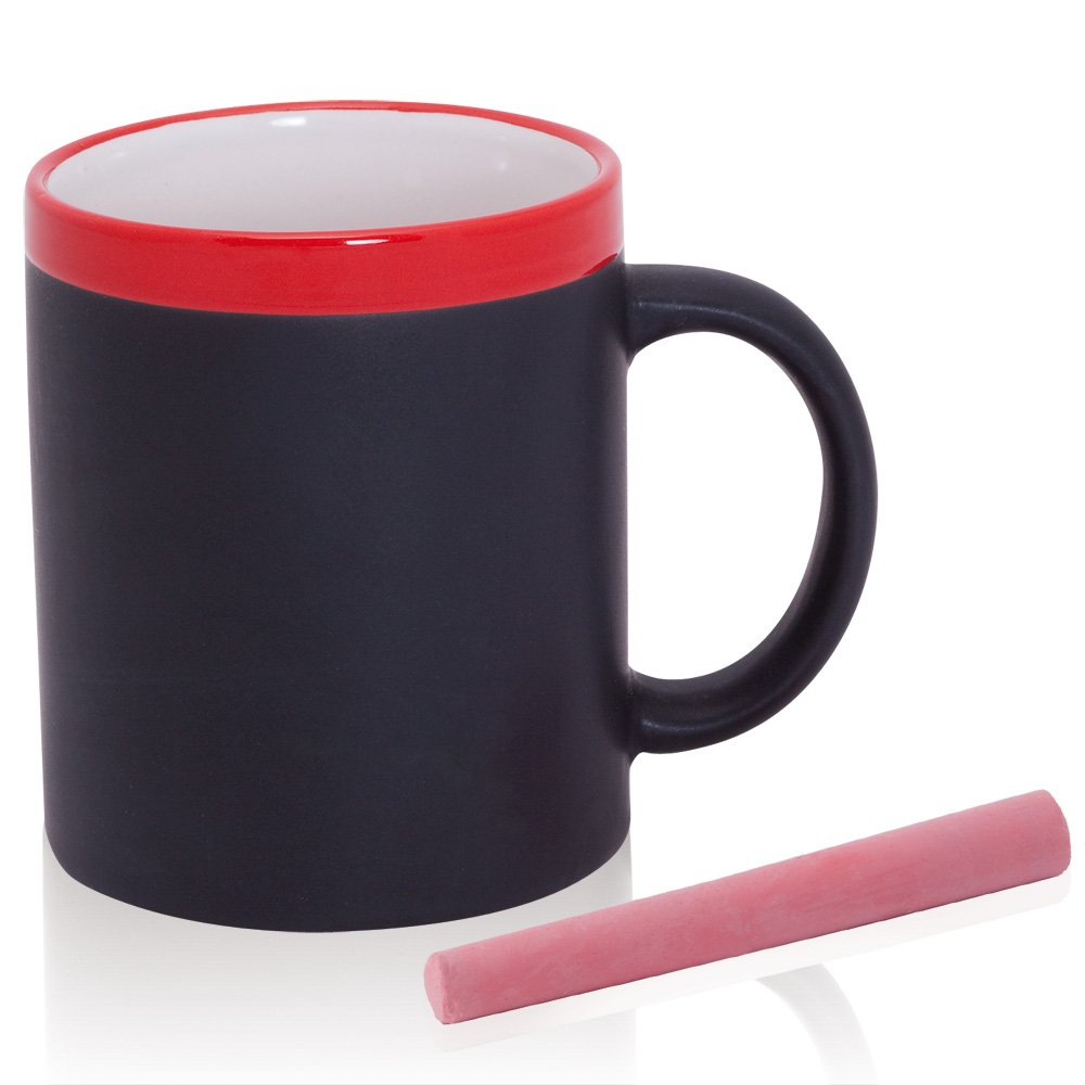 eBuyGB Chalk Mug Memo Blackboard Personalise, Ceramic, Red