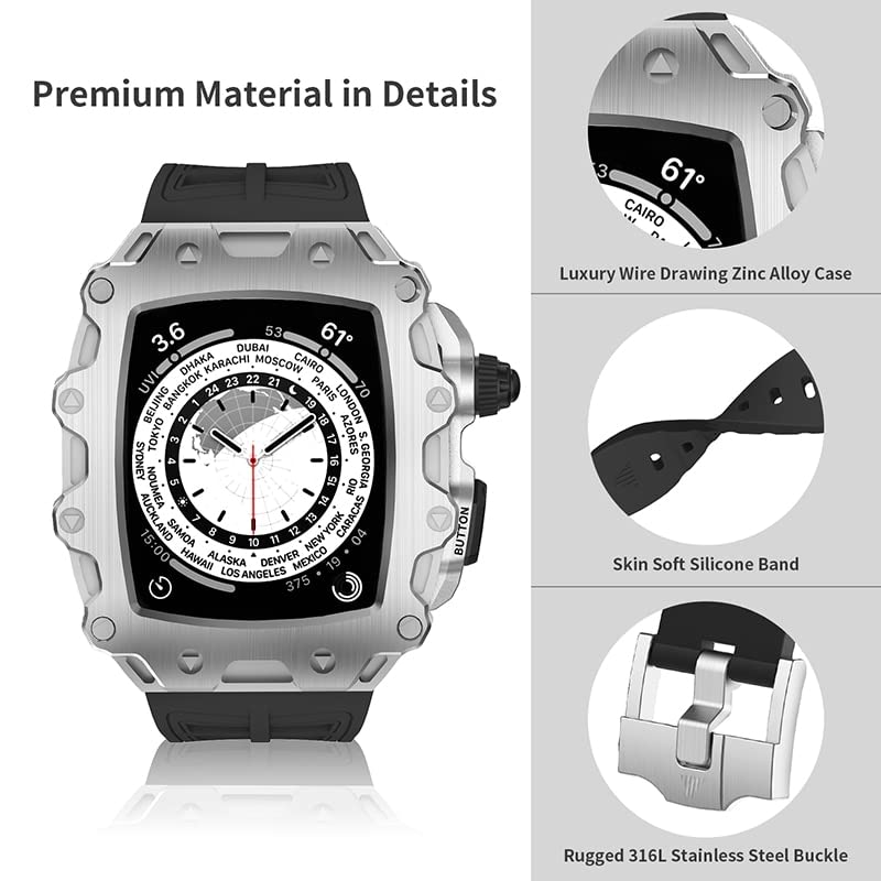 Kit modification Apple Watch 45mm cadre en métal CZKE bracelet de luxe pour iWatch 7 6 5