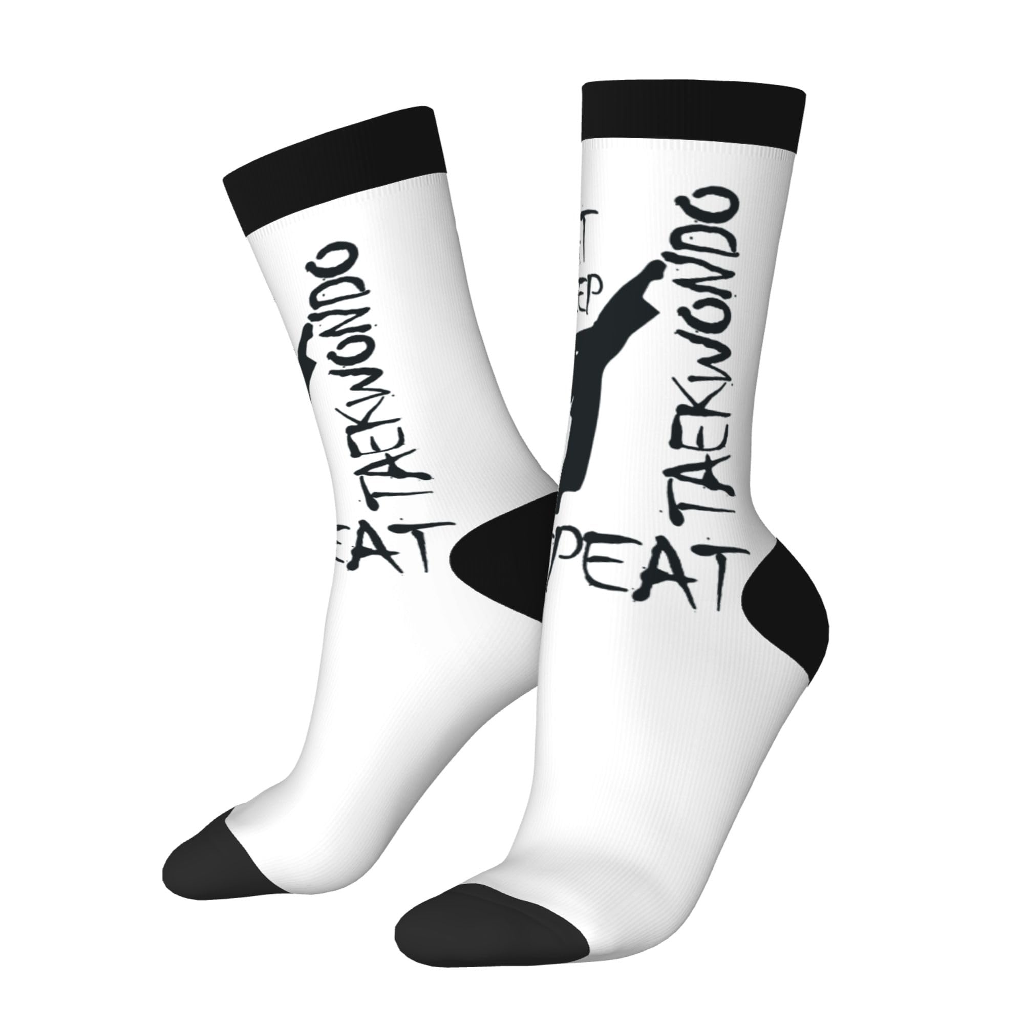 Oudrspo Unisex 3 Black Funny Socks Novelty Socks Taekwondo Funky Socks Casual Dress Socks