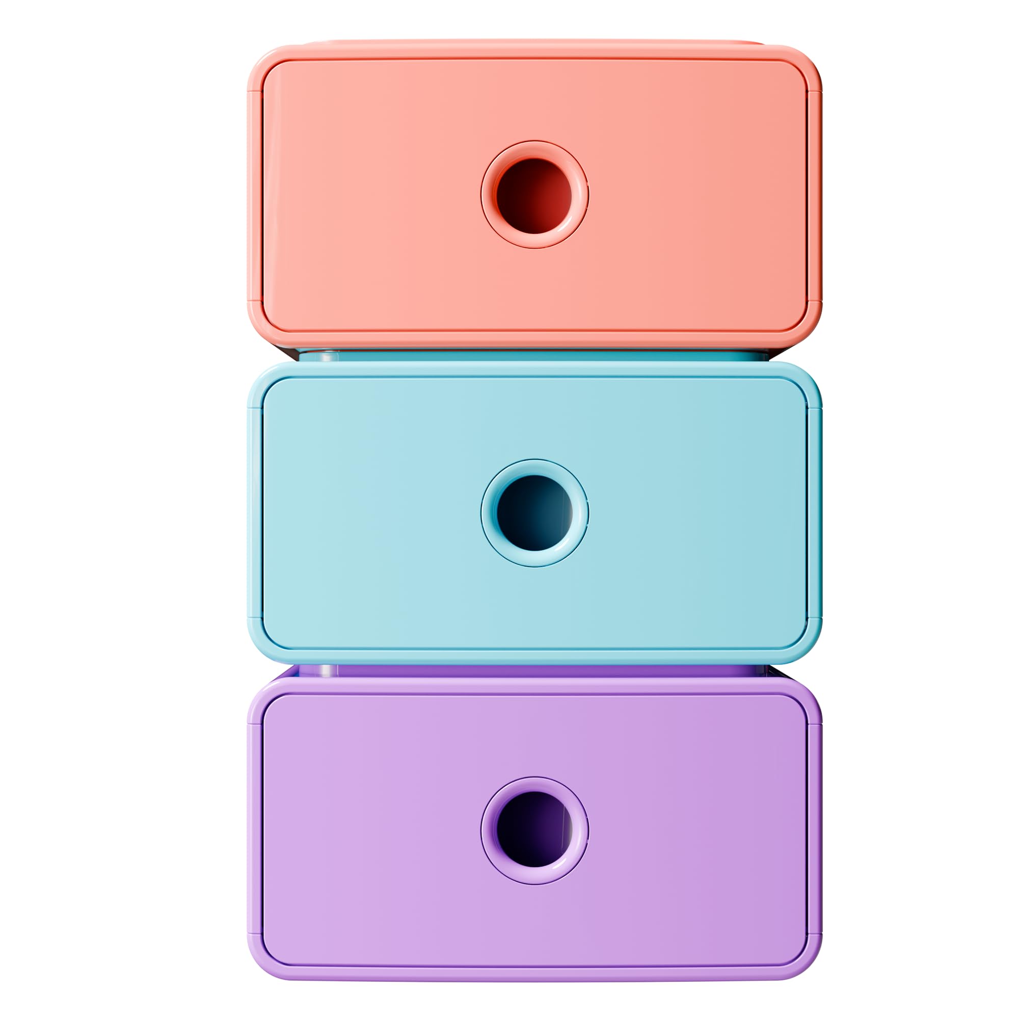 Exacompta - Réf. 315707D - Carton de 3 modules de classement Tiny Box 1 tiroir Candy Tidy superposable - Dimensions extérieures : Profondeur 19 x largeur 26,5 x Hauteur 10 cm - Couleurs assorties