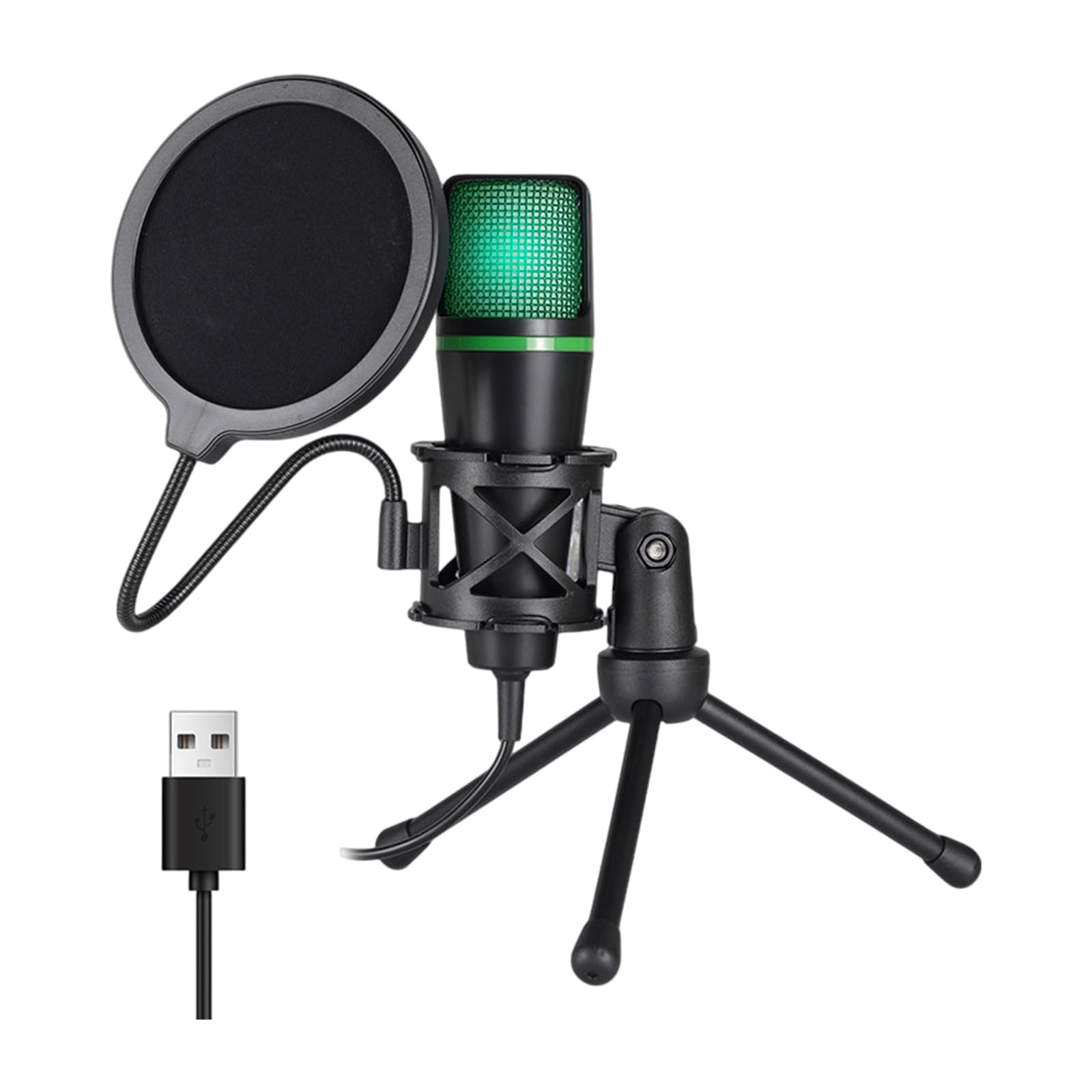 Generico Microfoni da gioco USB con illuminazione LED RGB, manopola