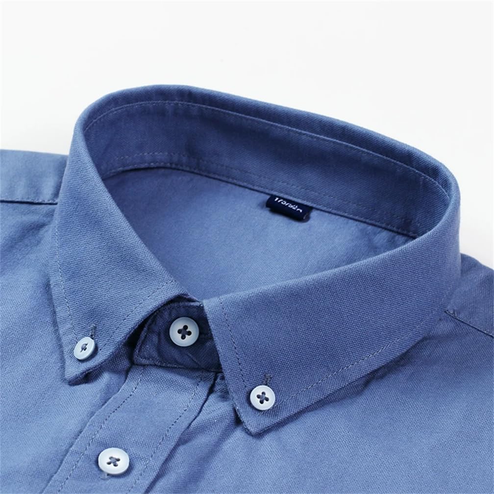 Camisas de algodón para hombre, estilo casual, de manga larga, con cuello de botón, camisa de vestir de negocios con bolsillo en el pecho