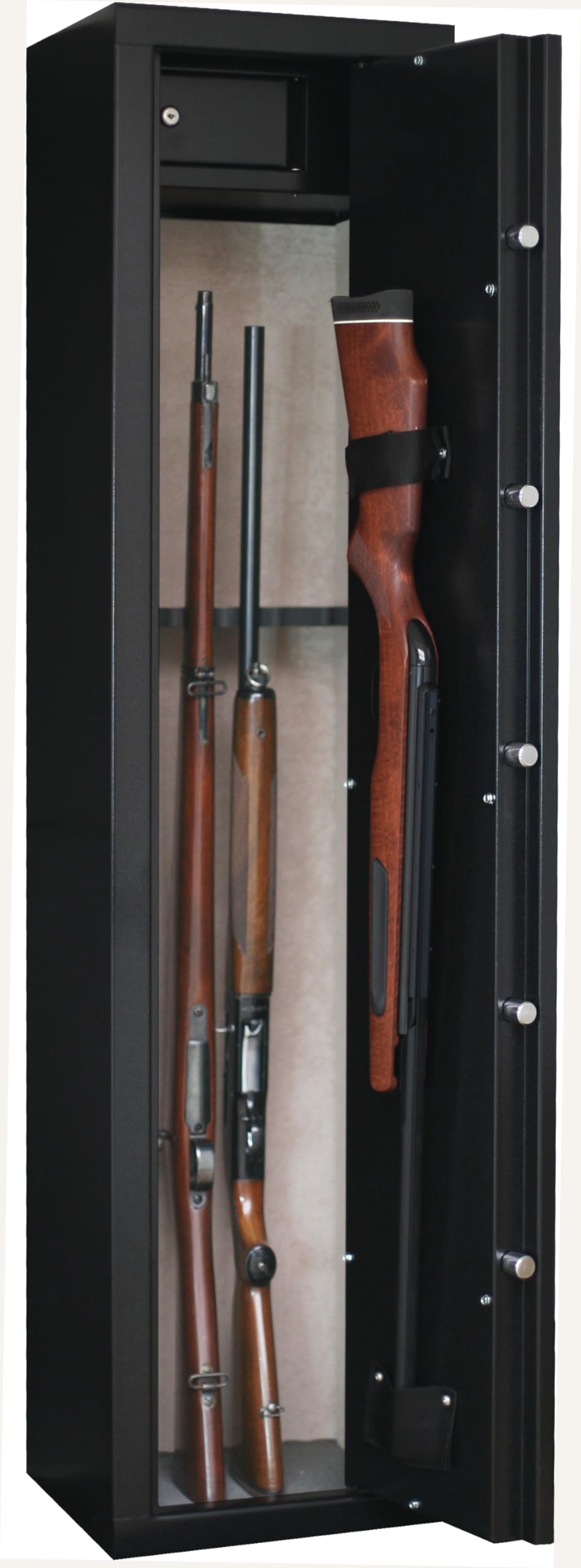 Safe SD7 Armoire forte pour Armes en Acier | 6 Armes avec lunette + 1 dans la porte | Coffre intérieur | Serrure à clé
