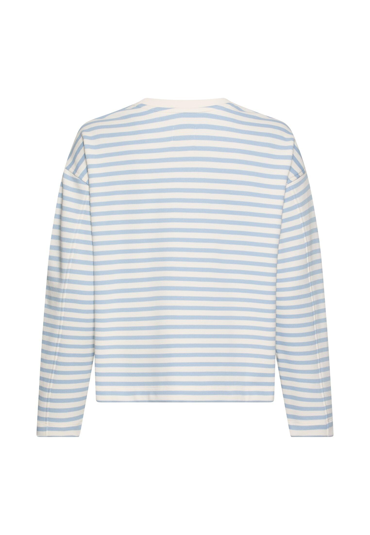 camel active Damen Sweatshirt aus einem Baumwollmix | Gestreiftes langarm Sweatshirt mit Rundhalsausschnitt im Boxy Fit