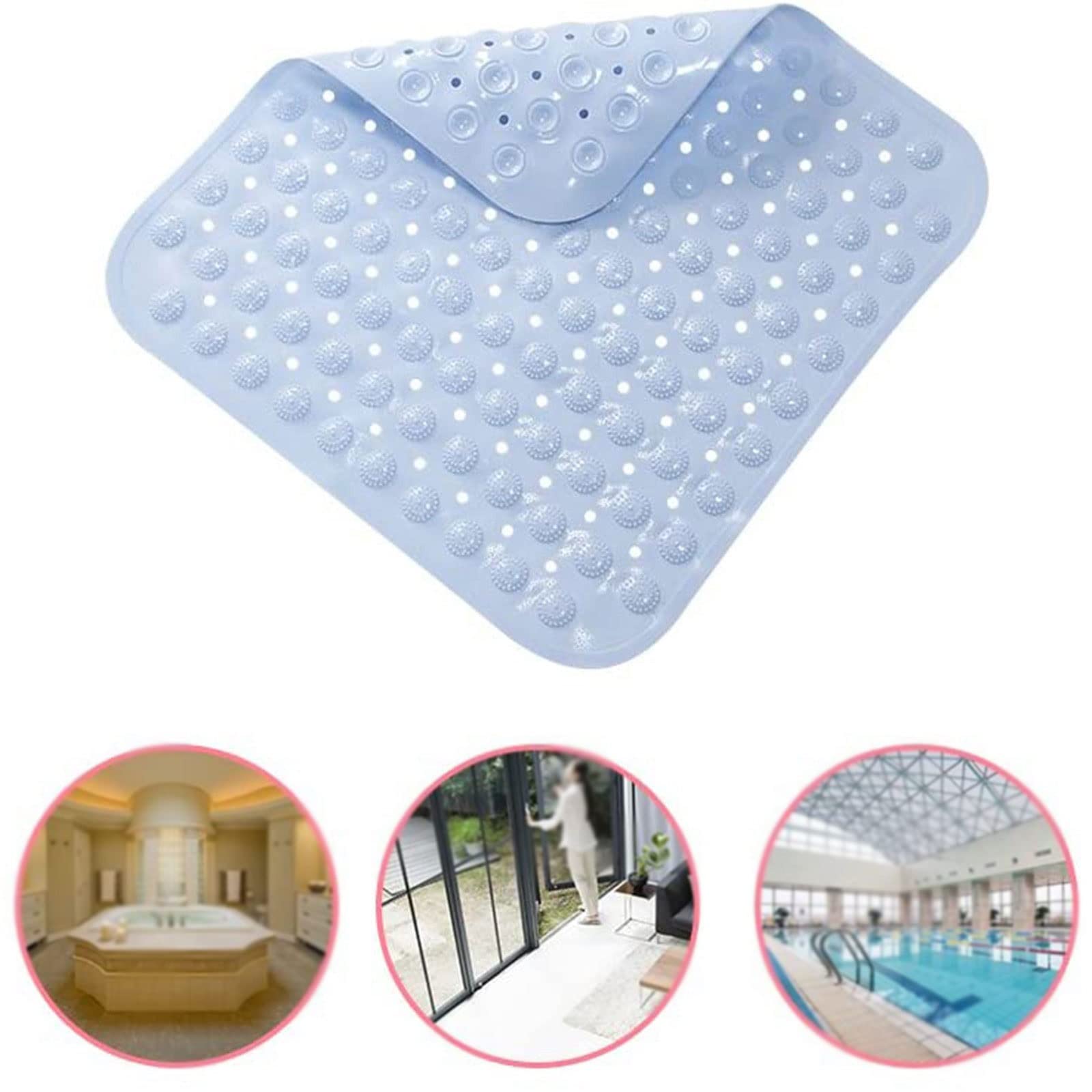 Alfombrilla de baño antideslizante de PVC para baño, redonda, de silicona, antideslizante, alfombrilla de masaje con ventosa, alfombrilla de ducha con partículas de masaje (blanco)
