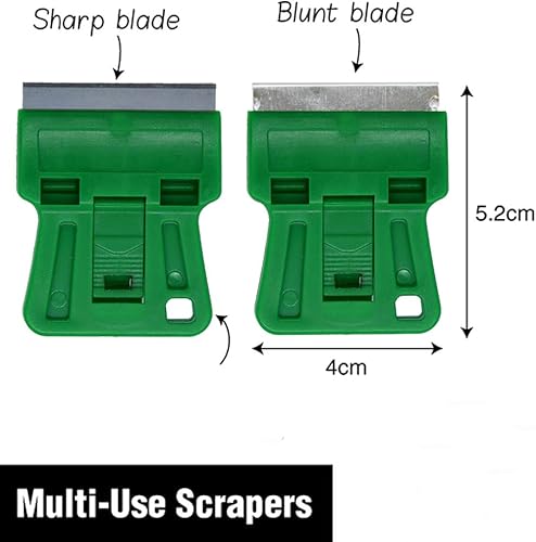 Miniatura 10 de Wekoil Mini rascador de hoja de afeitar de alta visibilidad de 1.5 pulgadas, raspador de vidrio, raspador de ventana de pintura roja con 5 cuchillas