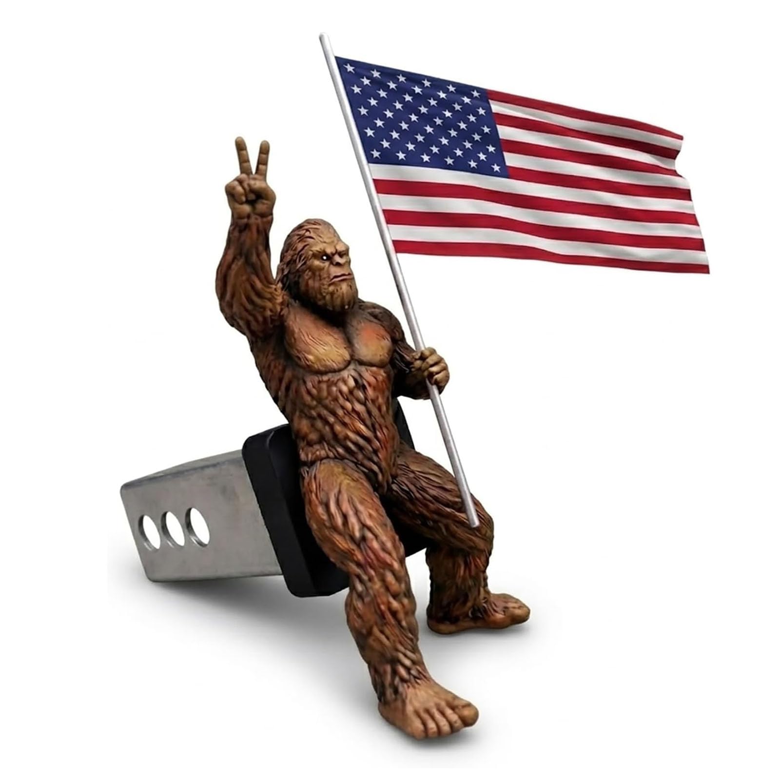 Patriot Bigfoot Anhängerkupplung, Lustige patriotische Bigfoot-Anhängerkupplungsabdeckung für 2"- und 1,25"-Aufnahmen, Abdeckung für hintere Anhängerkupplungsstecker mit Sasquatch-Emblem (5cm)