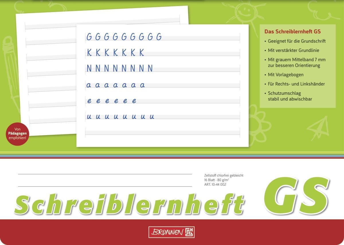 Brunnen Schreiblernheft A4 quer, 16 Blatt (30er Klassensatz, Lineatur GS)