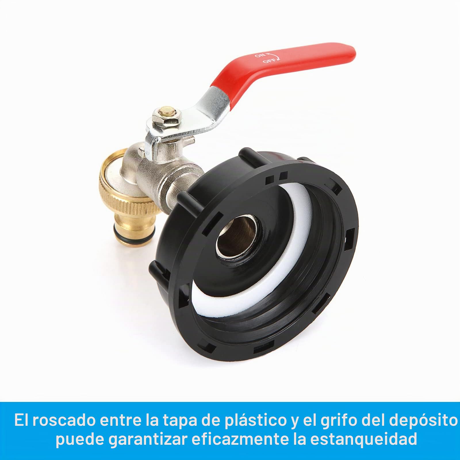 JMIATRY 2 piezas Grifo Deposito 1000 Litros, 1/2'' Adaptador de Depósito IBC, Adaptador Bidon 1000 Litros para Exterior Jardin Deposito Agua Lluvia Adaptador