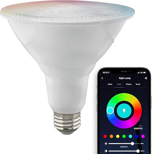 Satco S11258 Starfish - Bombilla LED inteligente WiFi de 15 W, funciona con Siri, Alexa, Google Assistant, SmartThings, 2700K-5000K, PAR38, 1200