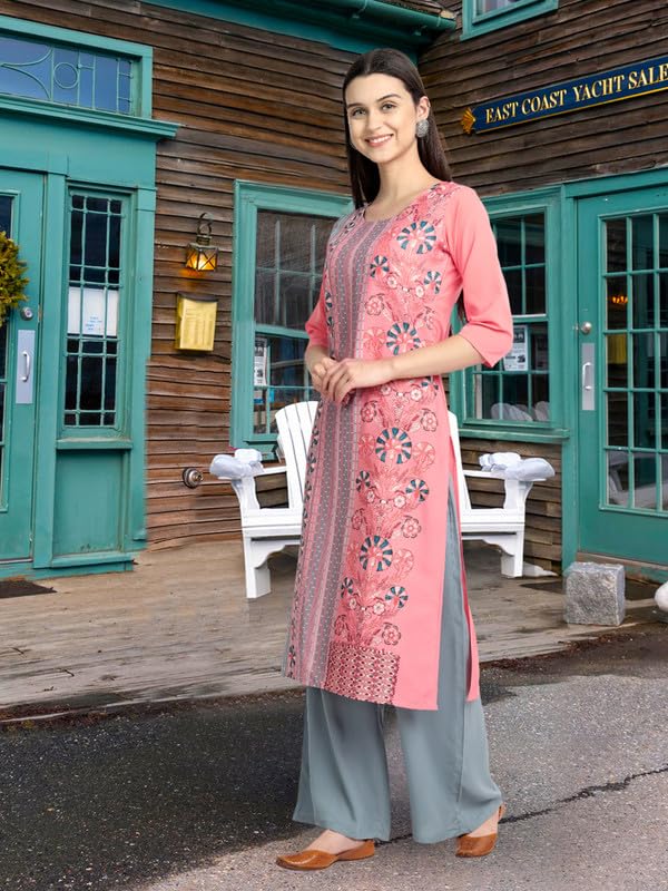 Image of Pinkmint Women's Printed Kurti for Women's Round Neck Straight Kurti for Women (Pack of 5 | Avaiable in Plus Size)