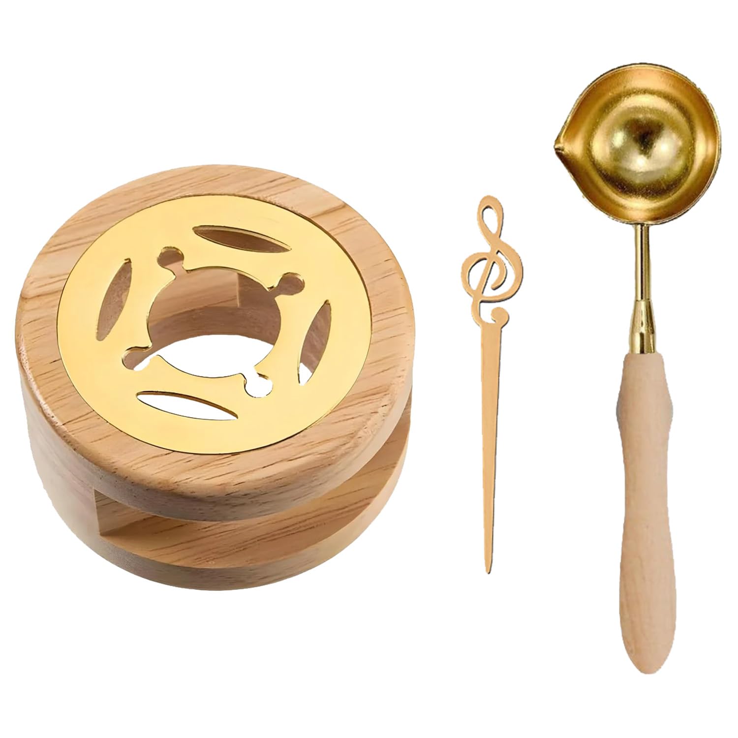 Kit Chauffe-cire Vintage En Bois - Pour Sceaux Et Lettres - Inclut Cuillère à Fondre - Mariage, Invitations, Scrapbooking - 3