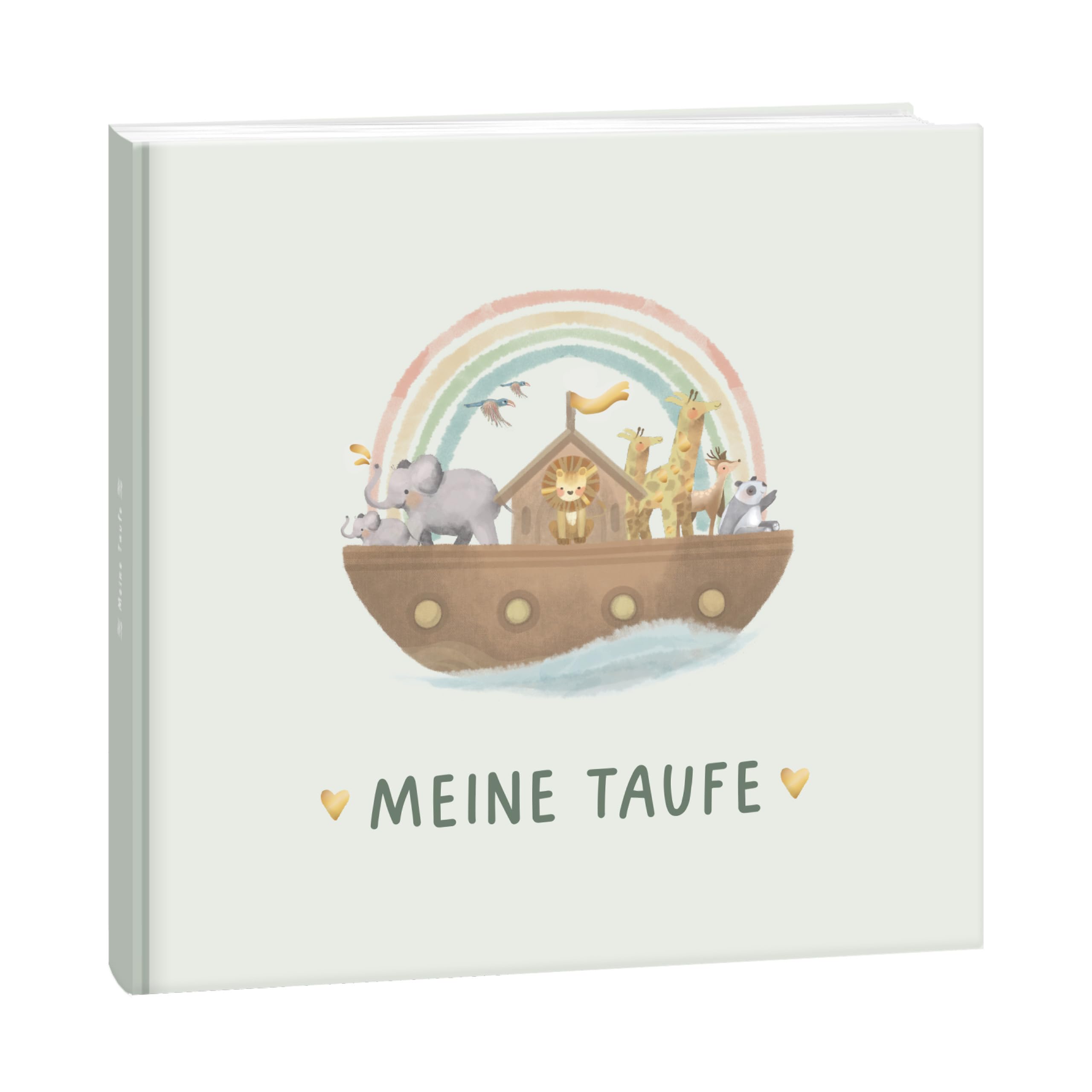 mintkind® Taufbuch Baby Meine Taufe Ausfüllbuch und Gästebuch zur Taufe mit Arche Noah Motiv 60 Seiten 21x21 cm Platz für Fotos Erinnerungen und Wünsche Hardcover für Eltern Paten Großeltern Gäste