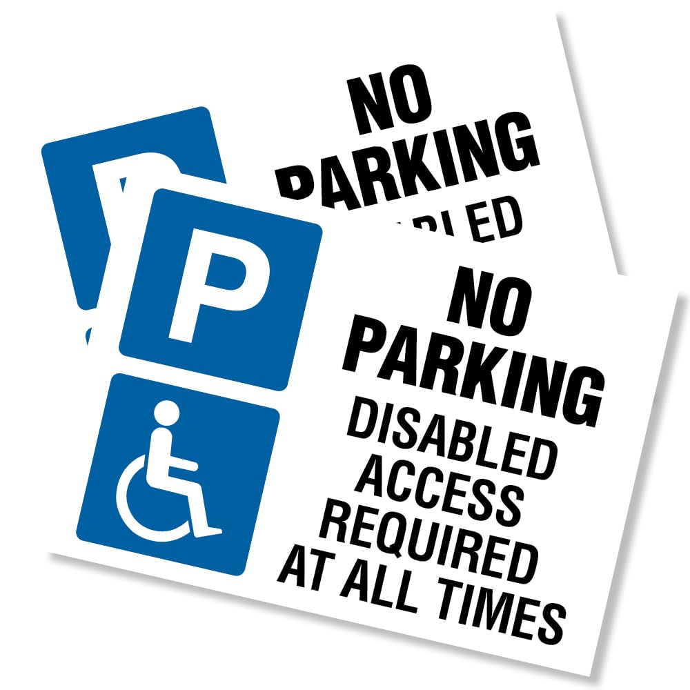 Punkcards - No Parking Disabled Access Required, Safety Warning Sign, 2 x A3 420 x 297mm 3mm Foamex, White, 420mm x 297mm