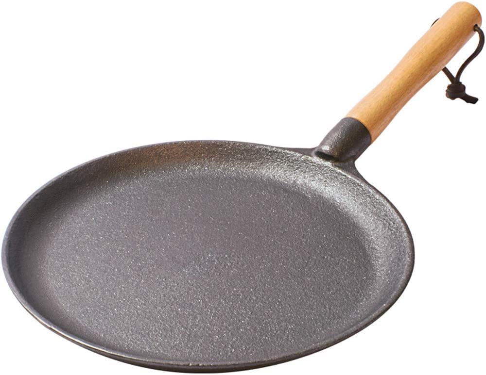 Pfanne für Pfannkuchen, Crepes, Gusseisen, Induktion, mit Griff, Bratpfanne für Steak, Pizza, Eier braten, zum Frühstück, Topfdurchmesser: 28 cm Bratpfanne