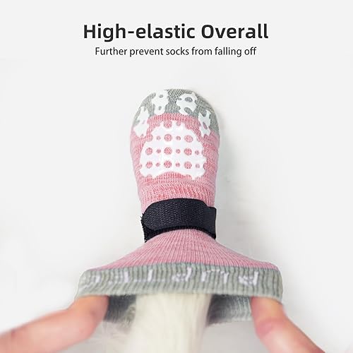 Miniatura 4 de PUPTECK Calcetines antideslizantes para perros con agarres de doble cara para perros pequeños, medianos y grandes, suelos de madera dura que evitan