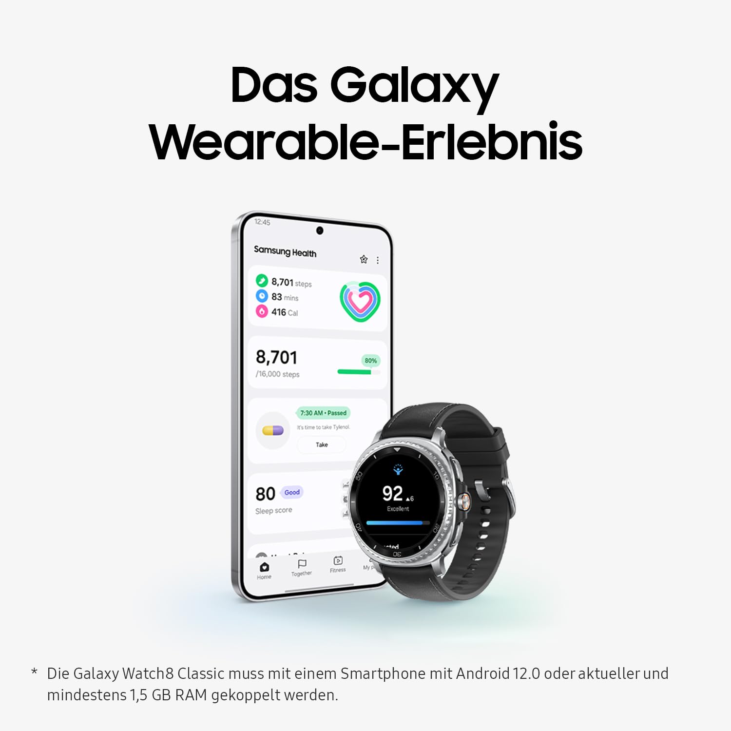 Samsung Galaxy Watch8 Classic Smartwatch, Fitness-Uhr, 64 GB Speicher, 46 mm, Bluetooth, Schwarz