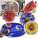 Crush Bey Battling Blades Metal Fusion Starter Set | 4 Tops, 2 Launchers, 4 Tips, 2 Bolts, 2 Fitting Keys, 1 Grip, 1 Arena