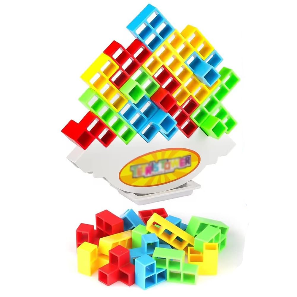 VACSAX Tetris Tower Balance Building Toy, Russian Building Blocks, Tetris Puzzle, Swing Stack Balance Toy, Balancing Stacking Toys for Kids Adults, for Family Games, Parties, Travel 48