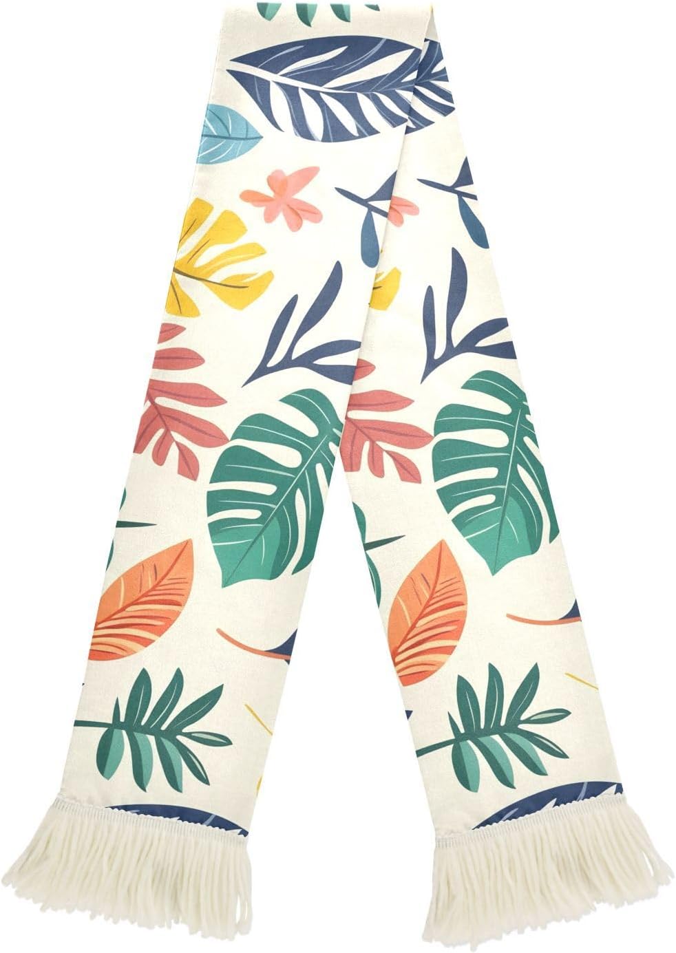 CHIFIGNO Colorful Tropical Leaves Sports Fan Scarf Towel, Soft Polyester Rally Towel for Soccer Game Cheering, Quick Dry with Fringe Ends