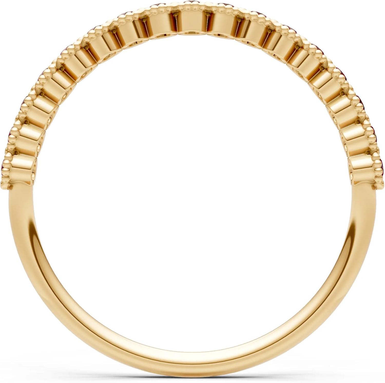 PEORA Round Cut Garnet Stackable Band Available in Solid 10K, 14K or 18K Ring – White, Yellow or Rose Gold