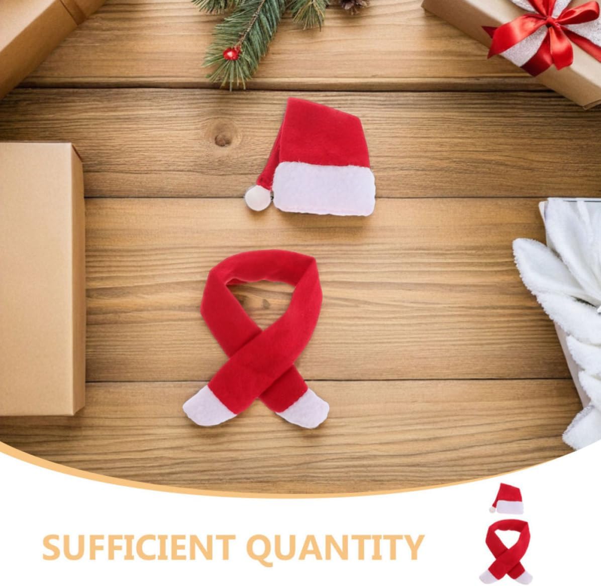 10 Sets Christmas Wine Bottle Covers Set with Knitted Mini Santa Hats and Scarves, Red Non-woven Fabric, Resistant to Fading and Easy Maintenance, for Holiday Dinner Table
