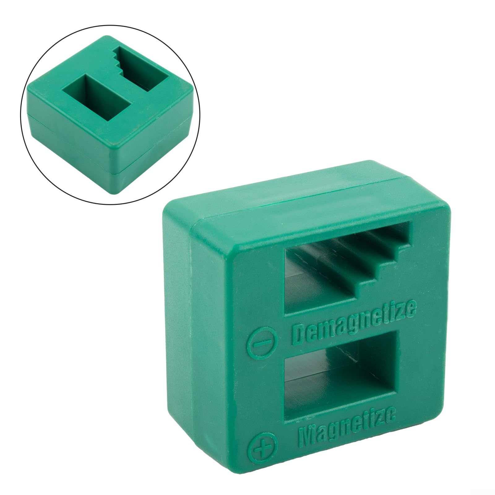 2-in-1-Schraubendreher-Magnetisierer und Entmagnetisierer, Werkzeug für Stahl-Handspitzen, mit grünem Kunststoffkoffer für Werkstatt-Reparaturarbeiten