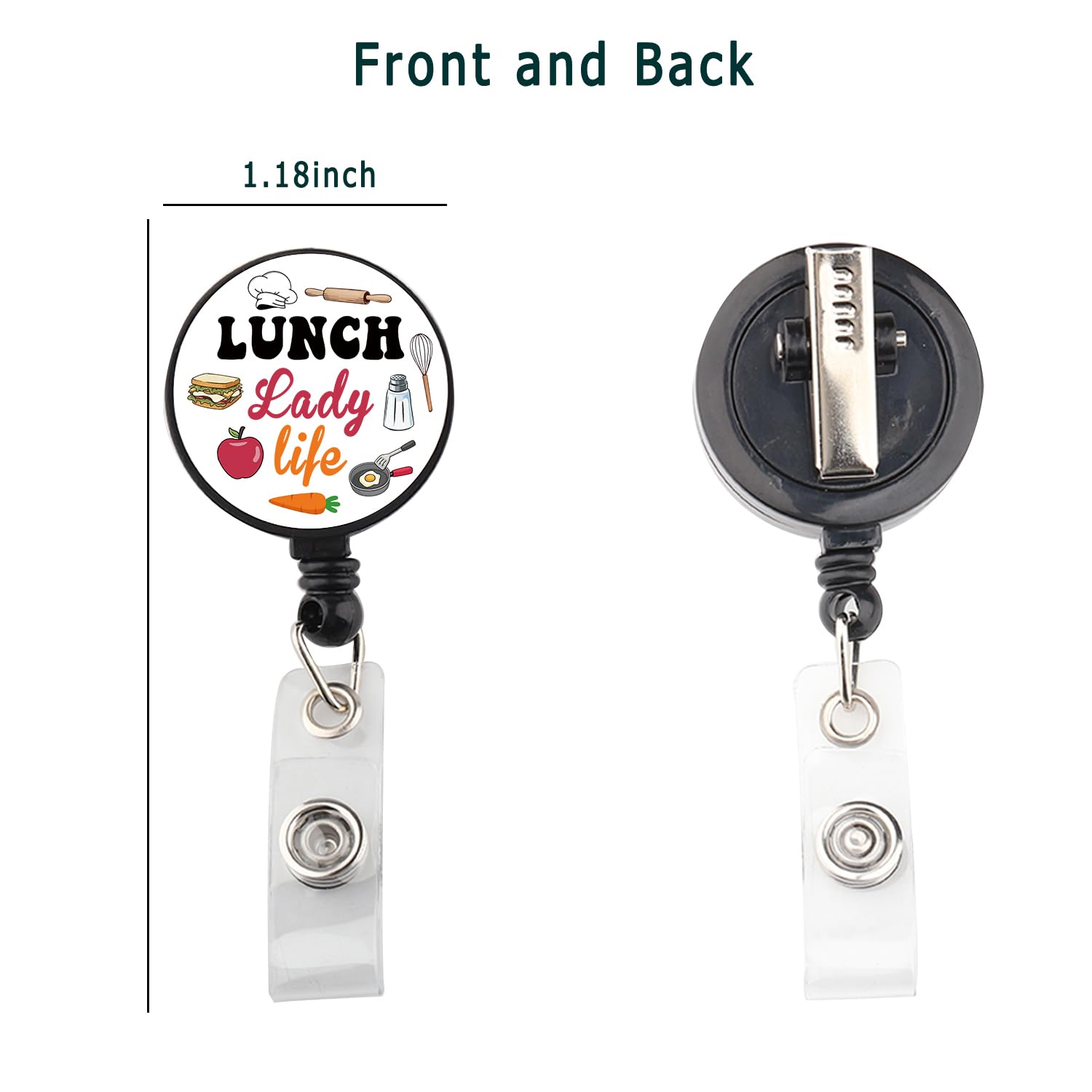 Lunch Lady Badge Reel Retractable ID Badge Holder Cafeteria Worker Gifts School Lunch Ladys Gift (Lunch Lady Badge Reel)