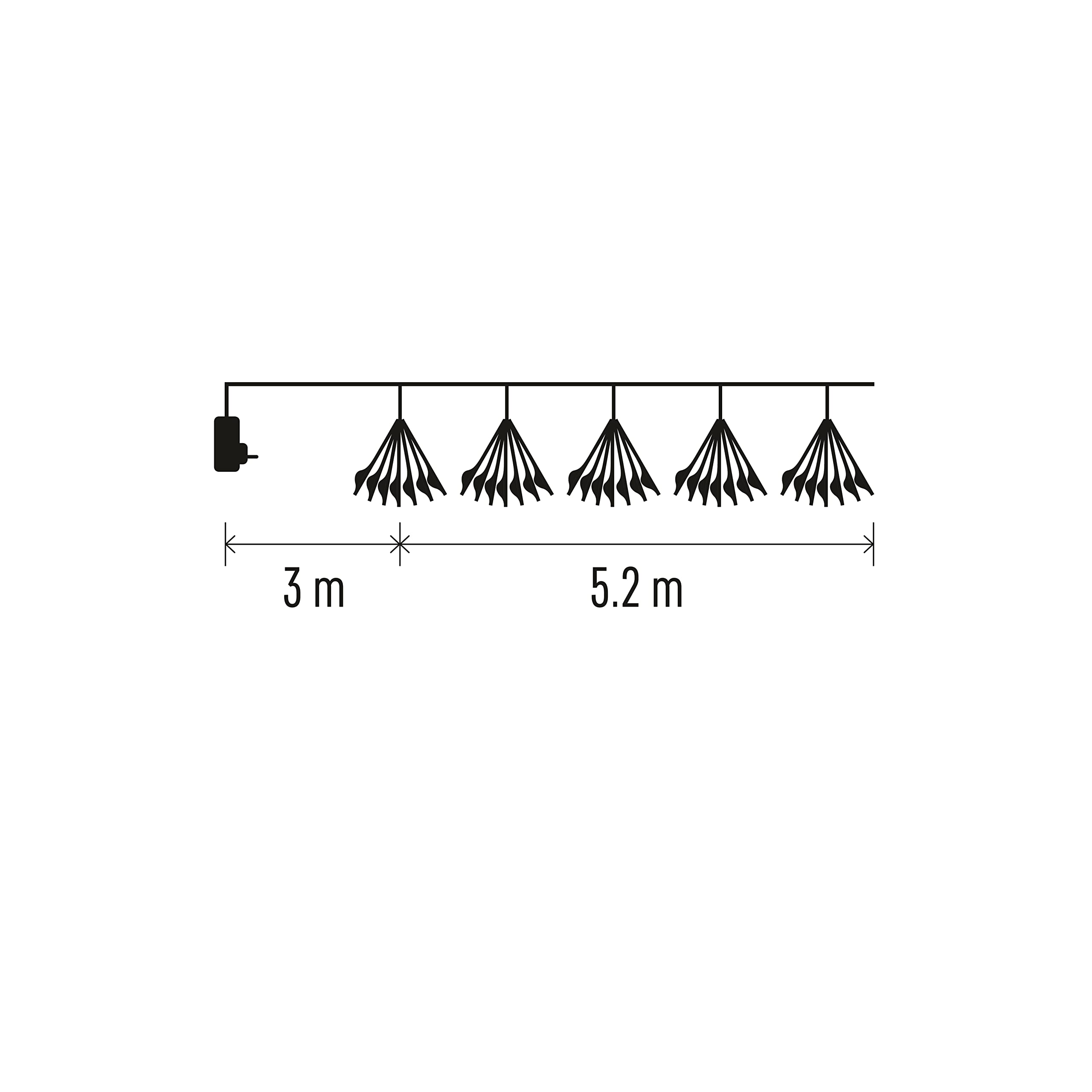 EMOS Guirlande lumineuse LED - Blanc froid - 5,2 m - Feux d'artifice - Noël - Fonction minuterie - Alimentation et transformateur - Décoration de fête - Noël