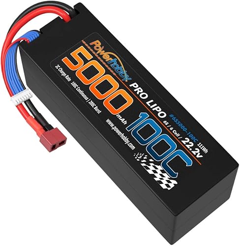Miniatura 6 de Powerhobby 6s 22.2v 5000mah 100c Lipo Battery Deans Estuche rígido de 6 celdas (paquete de 2) Compatible con 18 Buggy Truggy