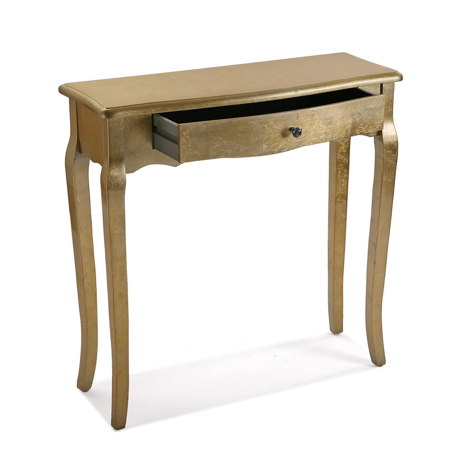 VERSA Cagliari Consolle Ingresso, Tavolo Consolle, Tavolino Ingresso, Tavolo Salotto, con 1 cassetto, Misure (A x L x l) 80 x 30 x 80 cm, Legno, Colore Dorato