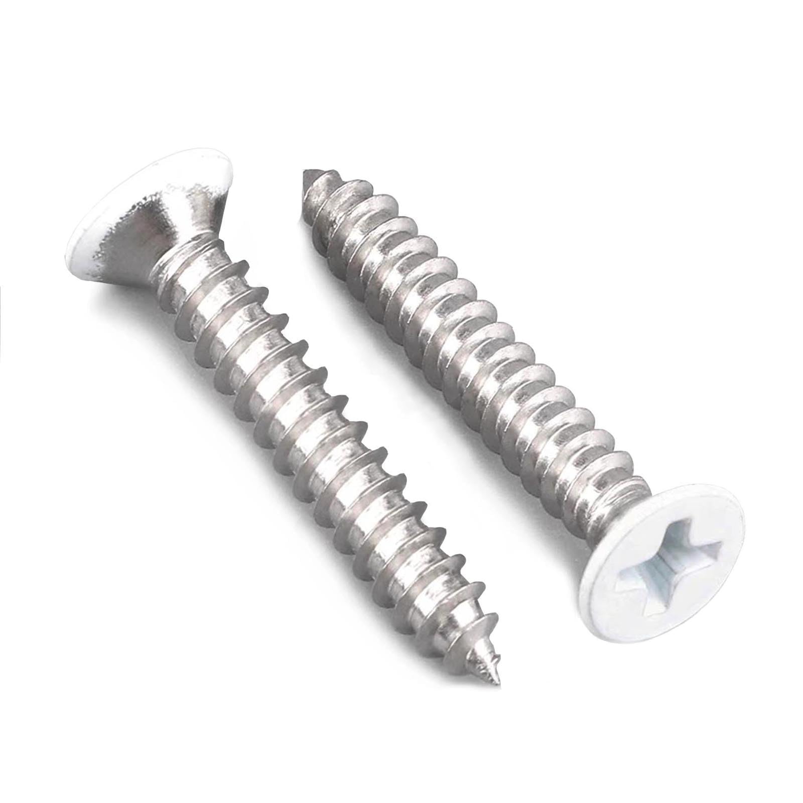 White Head Screws,100 PCS #6X1 Stainless Steel Phillips Flat Head Wood Screws,Stainless Steel 18-8 A2(304) Screw Used in Household Appliances,