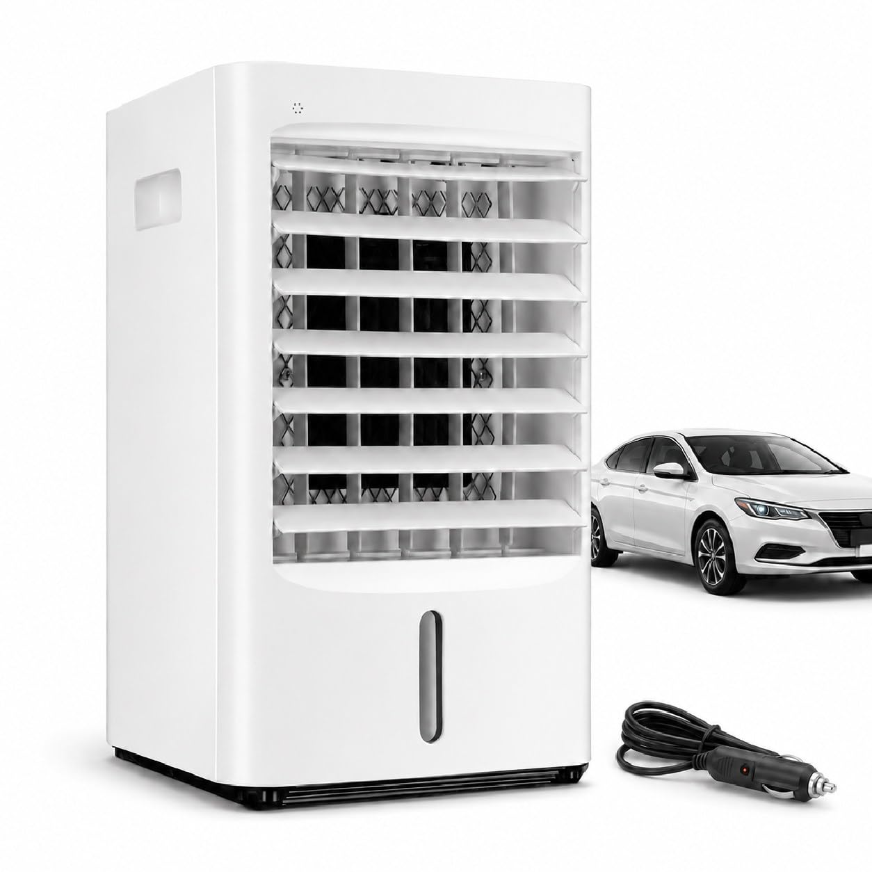 Sushangmao Portable Air Cooler, 4 in 1 Air Conditioner 4L Evaporative Air Cooler with Remote Control, 3 Speeds, 7.5H Timer, Oscillating Cooling Fan for Car Truck RV Camping 12V