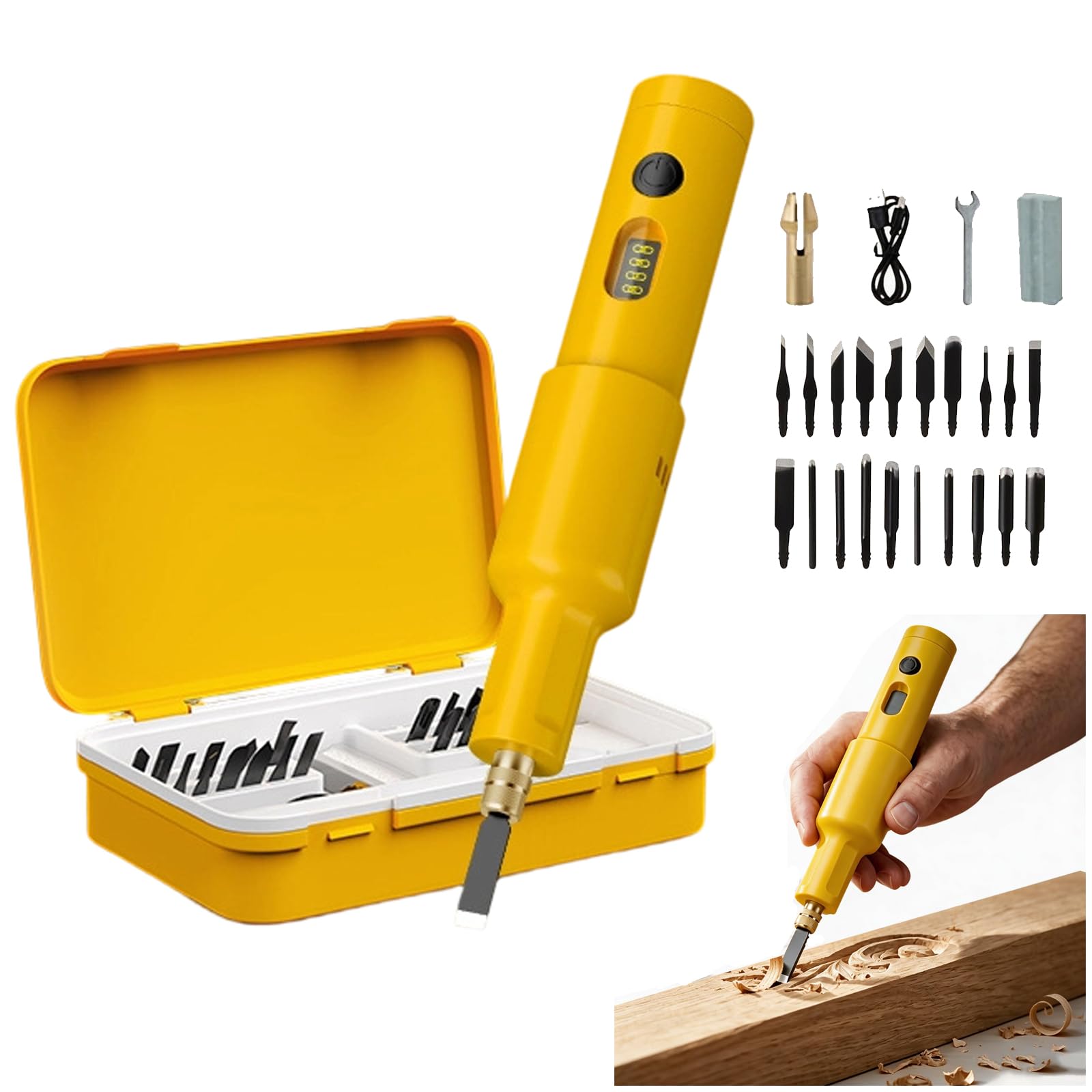 Juego De Herramientas Eléctricas Para Tallado Todo En Uno (20 Blades) | Recargable, Inalámbrico, Preciso, Potente, Versátil, Perfecto Para Madera, Linóleo Y Proyectos De Bricolaje
