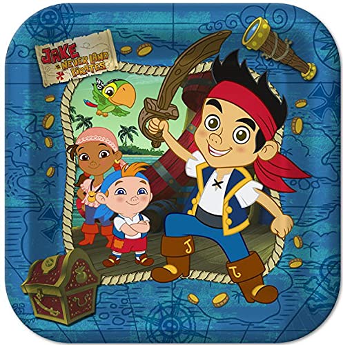 Jake And The Neverland Pirates Party Bundle Plates, Napkins, Table Cover, Loot Bags, Hats, Blowouts, Centerpiece, Banner, Invitations, Award, Balloons (Large Bundle For 16) #TOP1