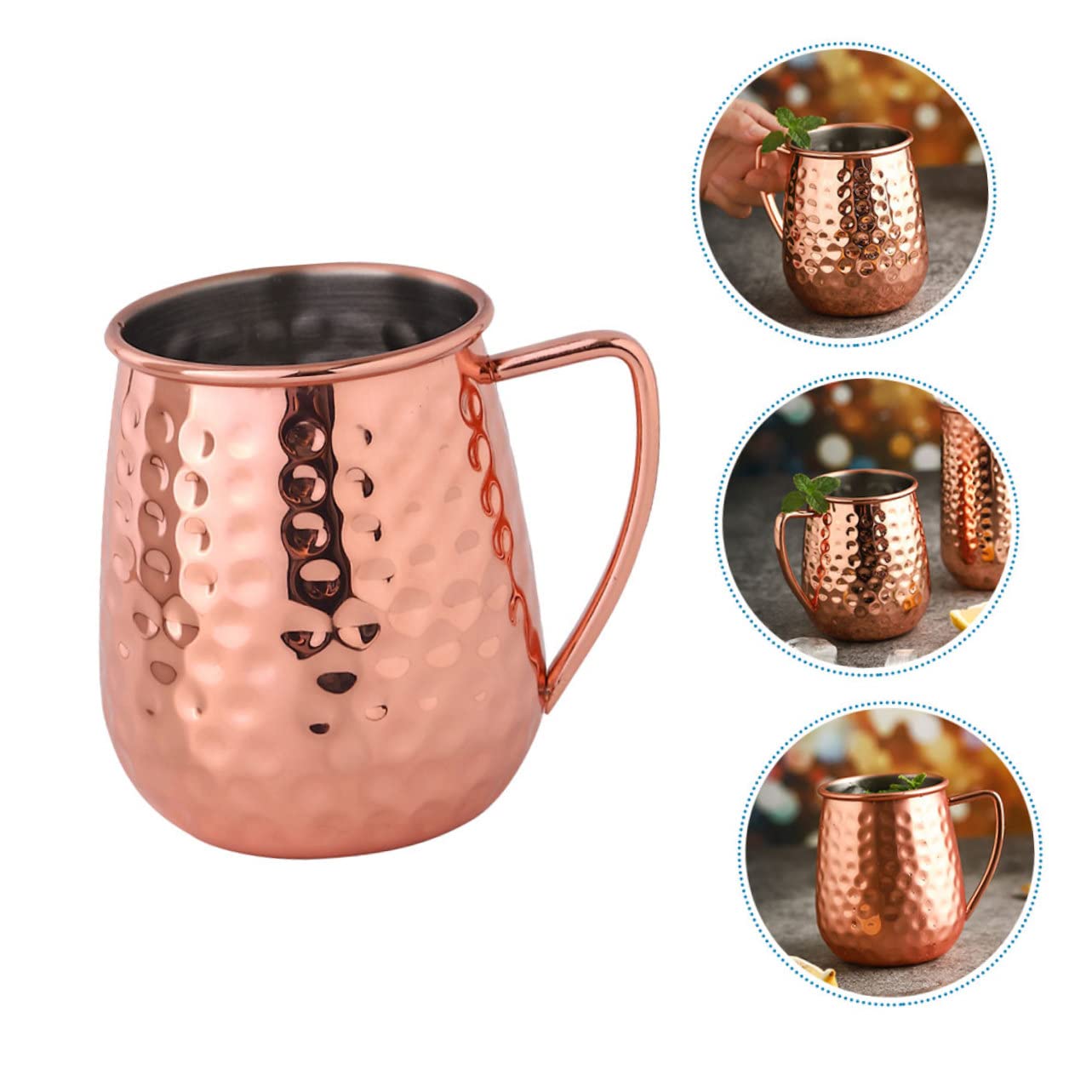 Uonlytech Taza de Acero Inoxidable Martillada para Cócteles Taza para Bar Resistente Capacidad Diseño Práctico y Ligera para Uso Familiar y Profesional