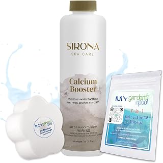 Sirona 82148 Calcium Booster, 1 LB – Includes My Garden Pool 20 Ct. Test Strips & Scum Sponge – Boosts Water Hardness, Prevents Corrosion & Ensures Balanced, Clear Water