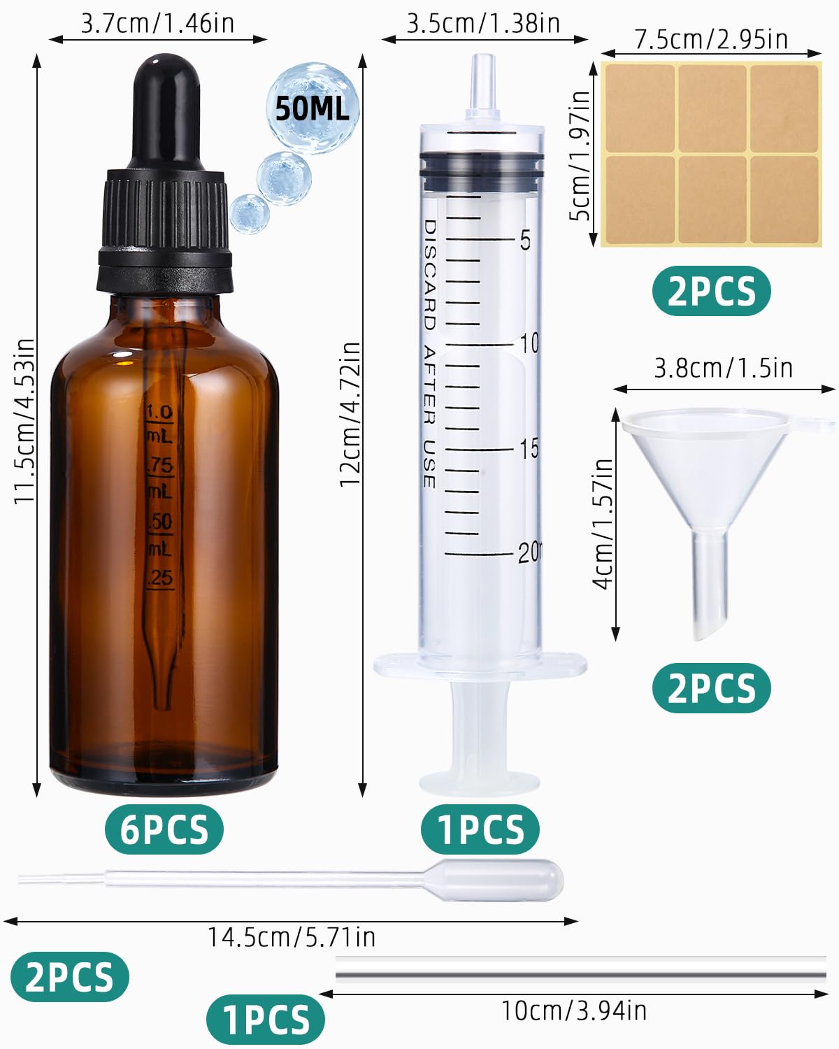 Set 6 Boccette Vetro Marrone 30ml Con Contagocce - Per Oli Essenziali, Profumi E Aromaterapia - Foto 4